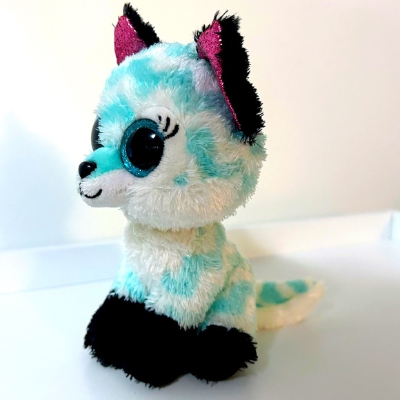 Ty Beanie Boos Atlas the Fox Glitter Eyes 6” Blue Plush Toy - Picture 4 of 7